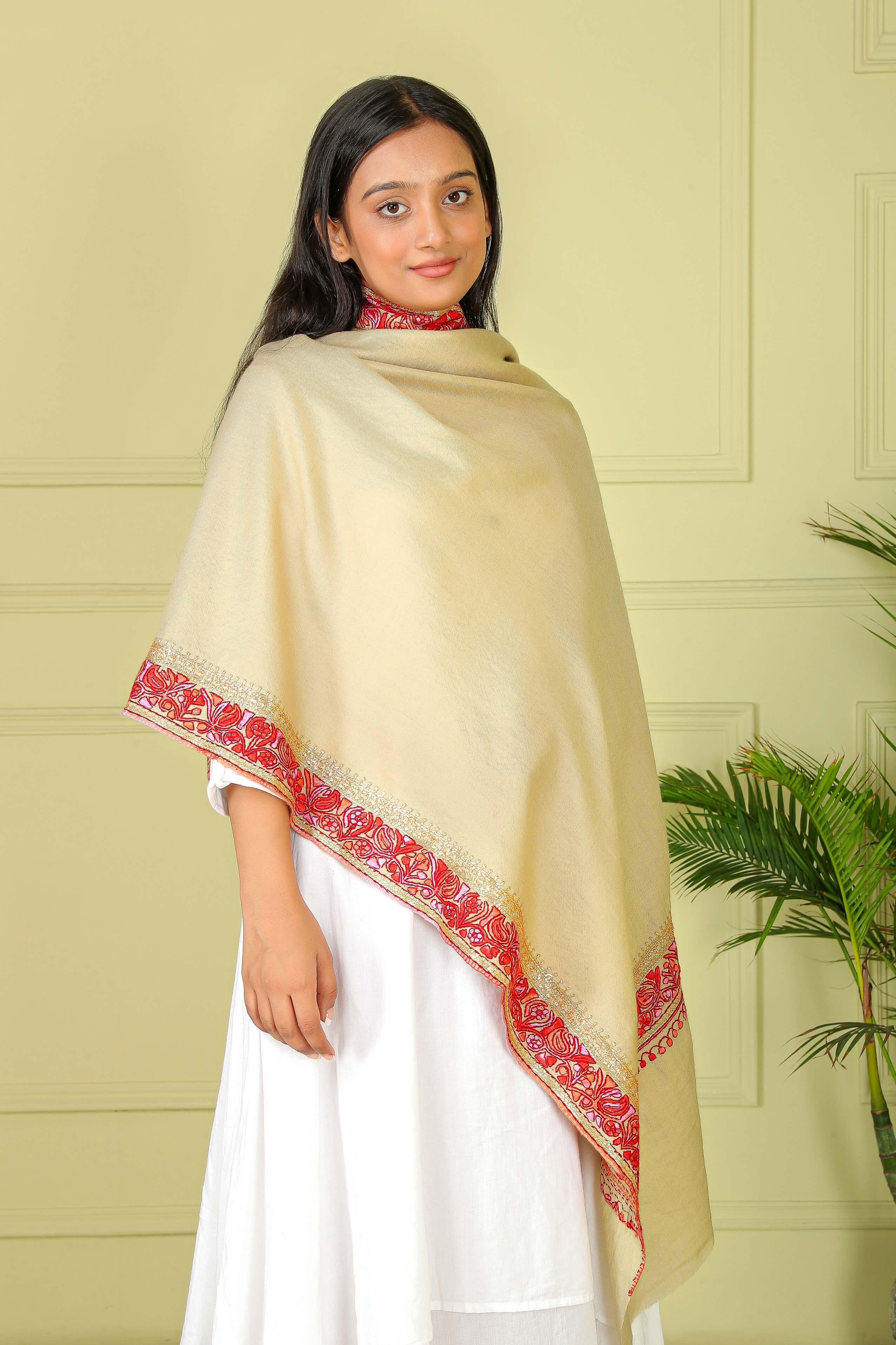 Women Side Sozni Embroidery work Shawl