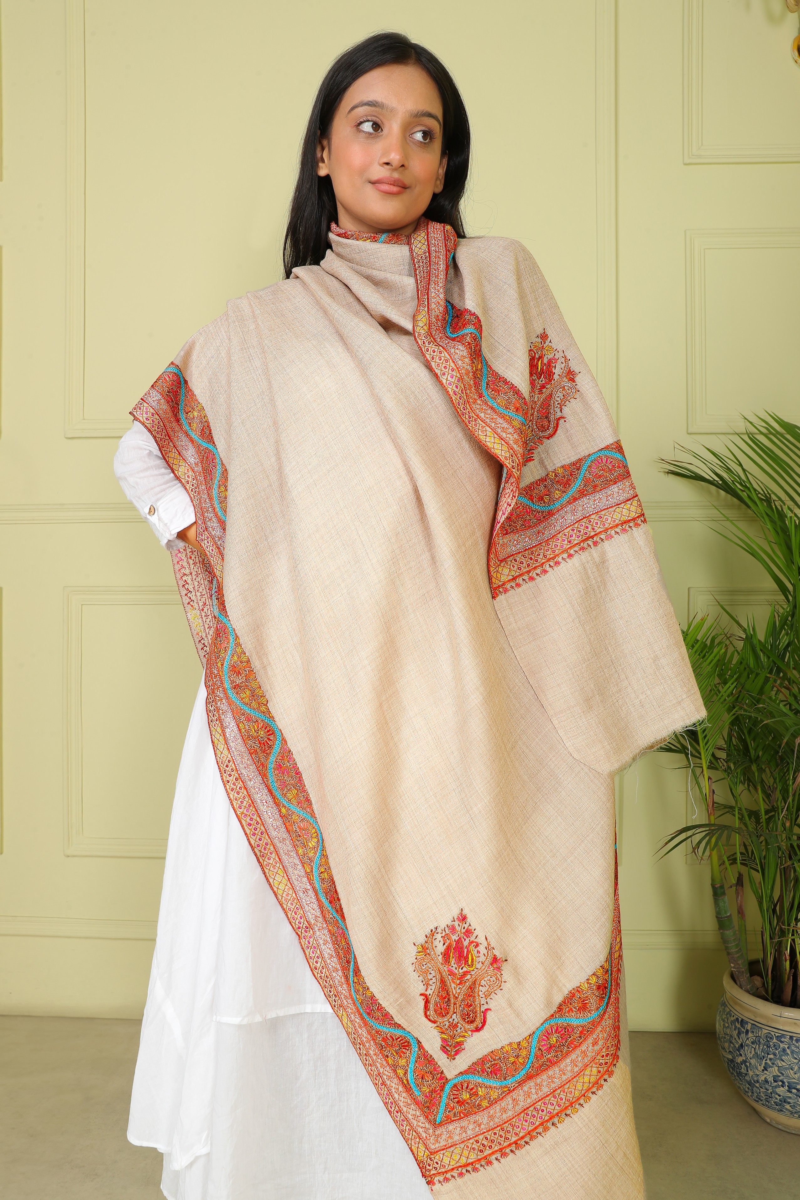 Kashmiri women Hand Embroidery Shawl