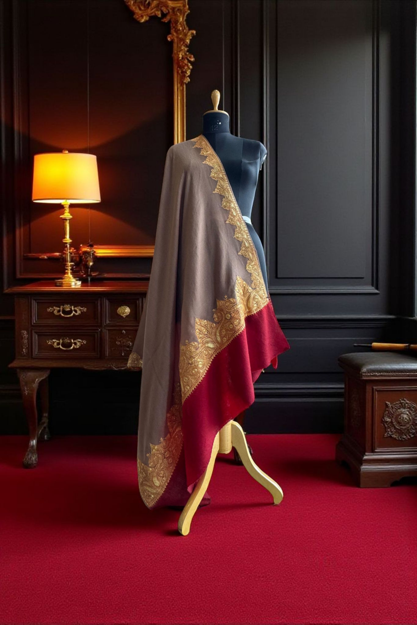 Kashmiri Tila shawl double Shade Grey