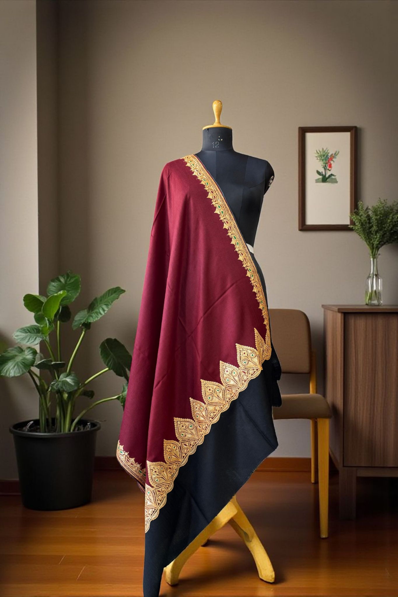 Kashmiri double shade Tila work Shawl