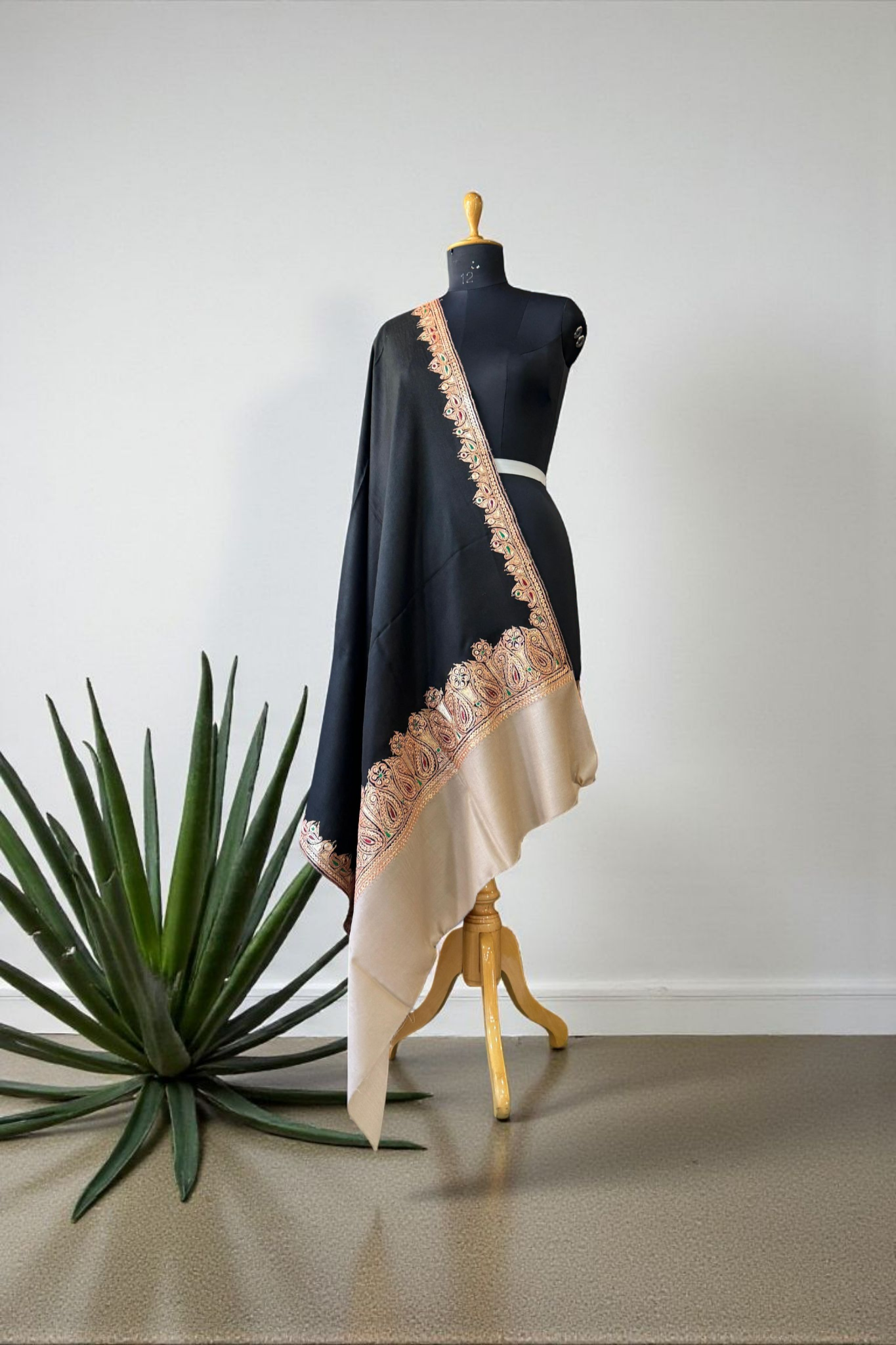 Tila work Double shade Shawl Black